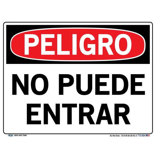 Vinyl Label Sign, 9-1/2" Height, 12-1/2" Width, Vinyl Label, Rectangle, Spanish